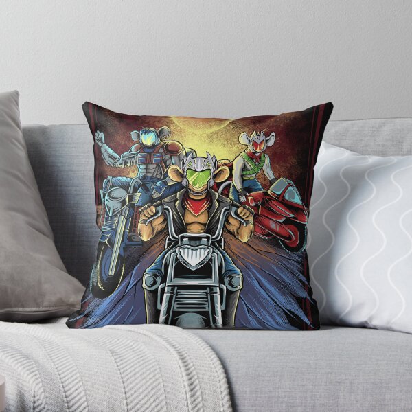 Biker Warrior Mice Throw Pillow