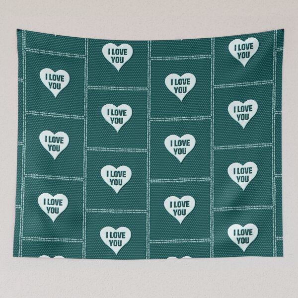 Item preview, I Love You! Aqua Metal Heart with Pattern (on Dk. Turquoise) designed and sold by PawsitiveMum.