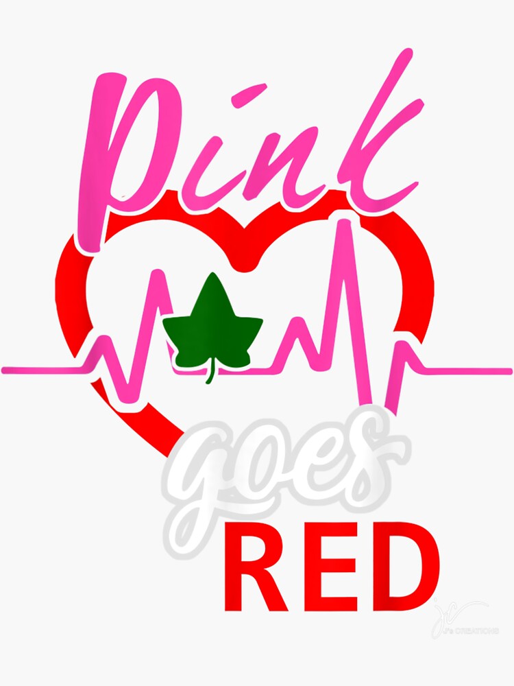 "AKA Pink Goes Red For Heart Health Pretty Girl In Red Heart " Sticker