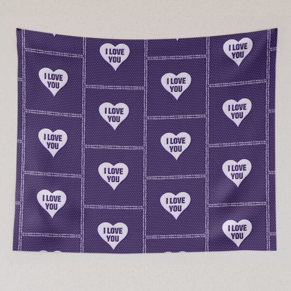 Item preview, I Love You! Purple Metal Heart with Pattern (on Dk. Purple) designed and sold by PawsitiveMum.