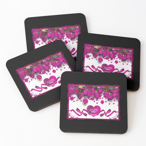 Item preview, Happy Valentine’s Day! Pink Roses (on Black) designed and sold by PawsitiveMum.