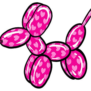 Artwork thumbnail, Valentine's Day Balloon Dog with Hearts in Wildberry and Pink by balloonbling