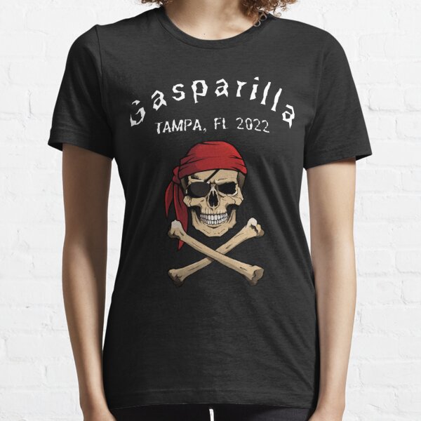 Gasparilla Sparkle Fashion Cold Shoulder Shirt Large Pirate 