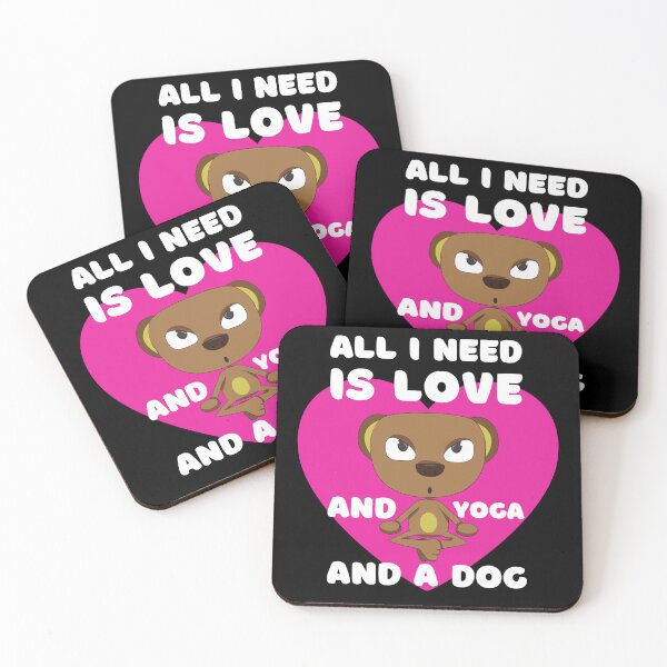 Item preview, All I need is love and yoga and a dog. Cute and funny Valentines. designed and sold by WhaleSharkShop.