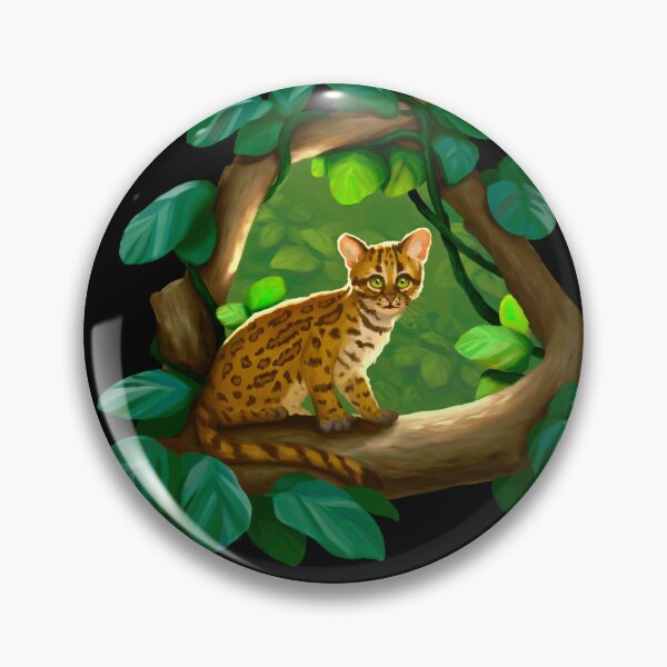 Item preview, Cute wild cat Ocelot in jungle  designed and sold by Satu Pihlajamaa.