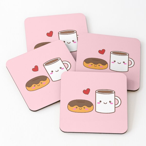 Item preview, Cute donut and hot chocolate, Sweet Valentines couples. Smiling friends, best friend forever. designed and sold by WhaleSharkShop.