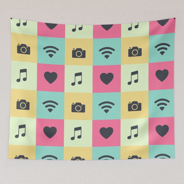 Item preview, Heart, Music, Wifi and Camera Abstract Retro pattern style designed and sold by PKK007.