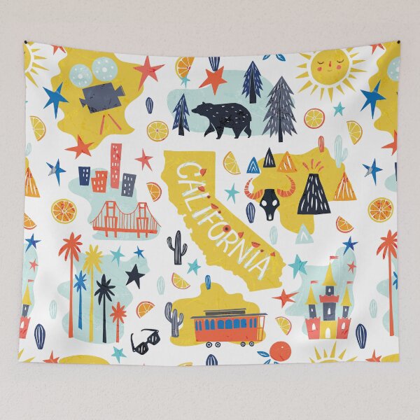 Item preview, California Map and Symbols  designed and sold by katesamdesign.