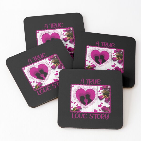 Item preview, A True Love Story - Classic Pink Roses Valentine (on Black) designed and sold by PawsitiveMum.