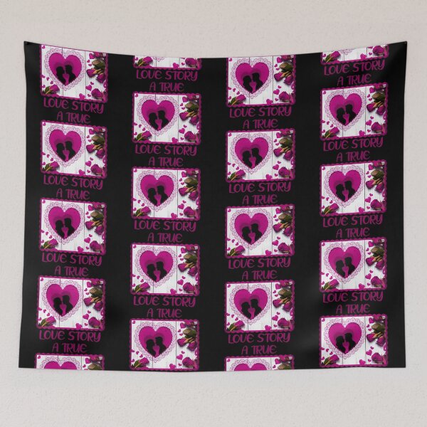 Item preview, A True Love Story - Classic Pink Roses Valentine (on Black) designed and sold by PawsitiveMum.