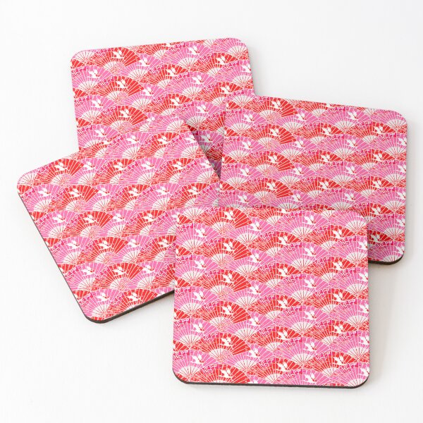 Item preview, Preppy Room Decor -	Chinoiserie fan on pink red Pattern designed and sold by Shop Your Aesthetic.