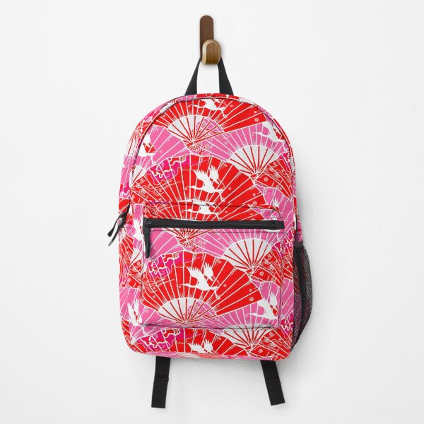 Item preview, Preppy Room Decor - Chinoiserie fan on pink red Pattern designed and sold by Shop Your Aesthetic.