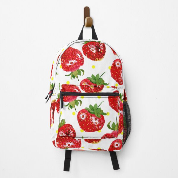 Item preview, Strawberry pattern with yellow dots - handpainted watercolor artwork designed and sold by magnoliART botanical_kata.