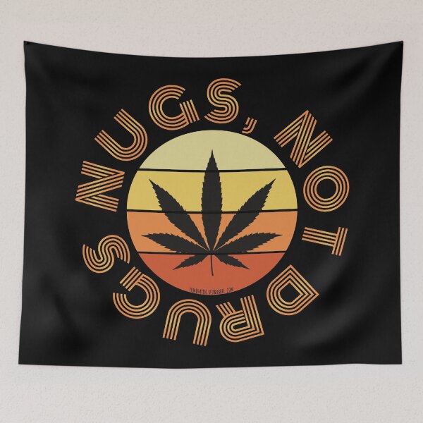 Item preview, Retro Vintage Sunset Orange Pot leaf-Nugs not drugs  designed and sold by YomeHayin.