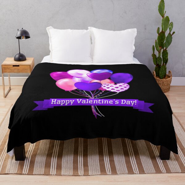 Item preview, Happy Valentine’s Day! Purply Patterned Balloons (on Black) designed and sold by PawsitiveMum.