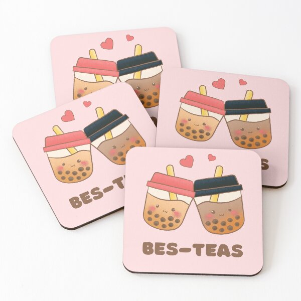 Item preview, Bes-teas, cute boba best teas for best friends, love pun. Smiling friends and best friends forever  designed and sold by WhaleSharkShop.