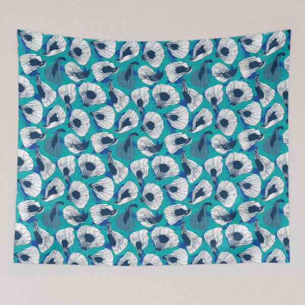 Item preview, Preppy Room Decor -	Blue Teal Windy petals Repeat Pattern designed and sold by Shop Your Aesthetic.