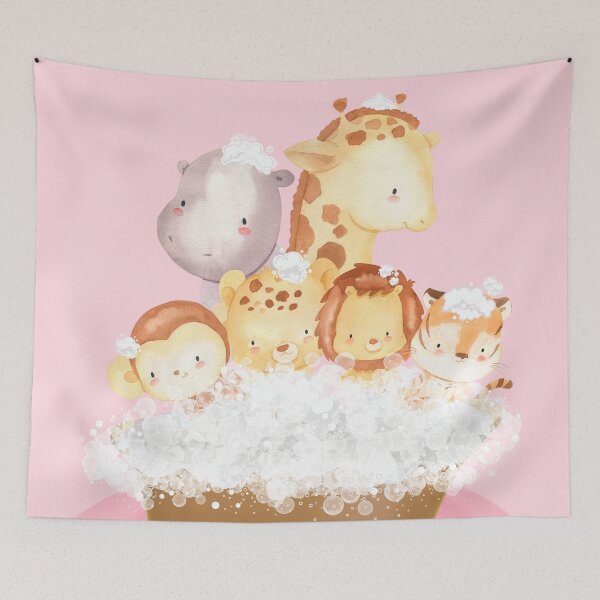 Item preview, Cute Baby Safari and Jungle Animals in a Bathtub, Girls Bathroom Print, Safari Baby Animals in Tub, Whimsy Animal, Kids Bathroom Art designed and sold by MrGiftee.