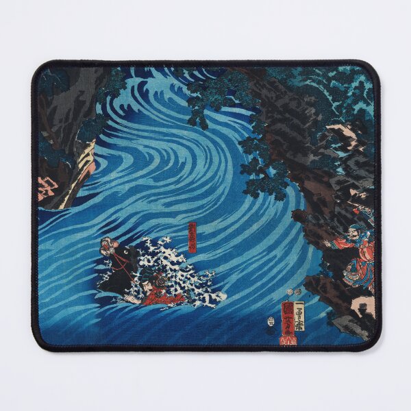 Item preview, Japanese Warlord crossing the river - Traditional Japanese Illustration Ukyio-e Style designed and sold by FrostMintStudio.