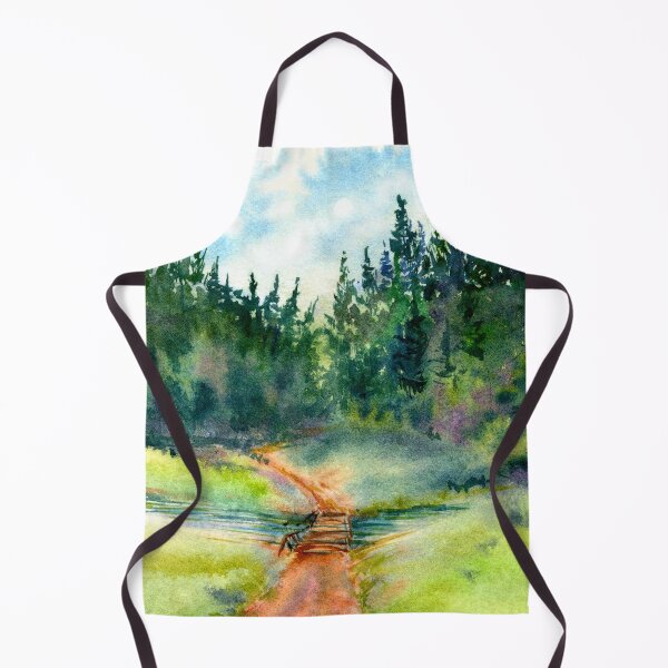 Item preview, Path In The Pine Forest, Watercolor Landscape Painting designed and sold by DaisyPaints.