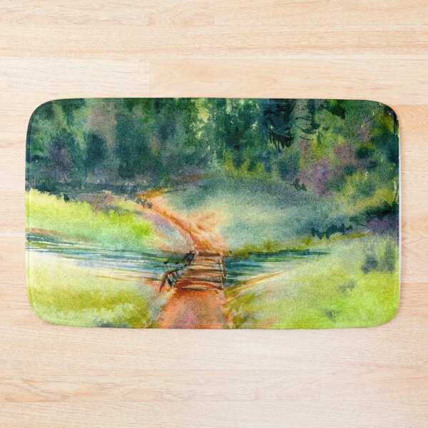 Item preview, Path In The Pine Forest, Watercolor Landscape Painting designed and sold by DaisyPaints.