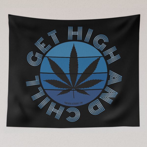 Item preview, Retro Vintage Sunset Blue Pot leaf-Get high and chill designed and sold by YomeHayin.