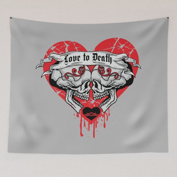 Item preview, valentine skull with heart, grunge vintage design  designed and sold by amid999.