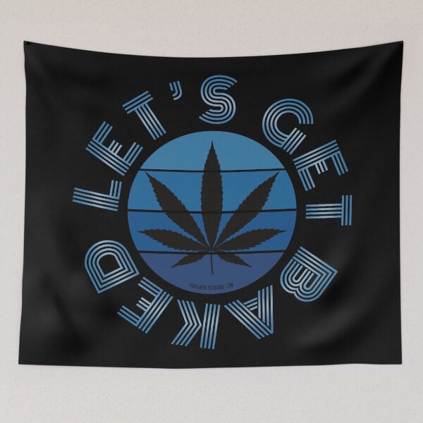 Item preview, Retro Vintage Sunset Blue Pot leaf-Lets get baked designed and sold by YomeHayin.