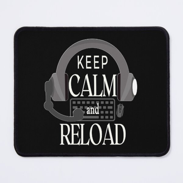 Item preview, Keep calm and reload with headphones and keyboard. Funny, gaming meme. designed and sold by AEROSPACE-IND.