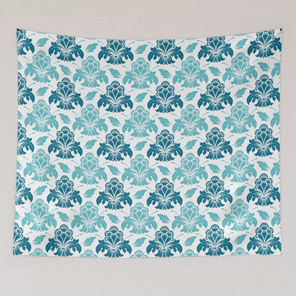 Item preview, Preppy Room Decor -	Preppy Blue and Teal damask designed and sold by Shop Your Aesthetic.
