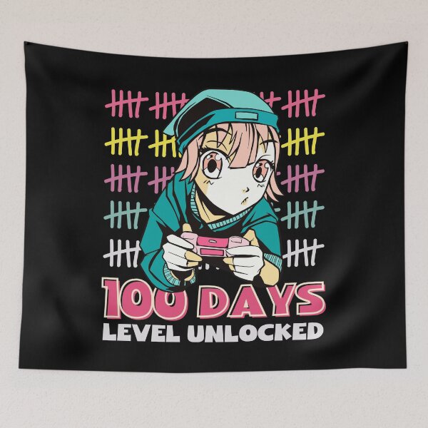 Item preview, Anime 100 Days Of School Kawaii Level Unlocked Gamer designed and sold by retrodesigner14.