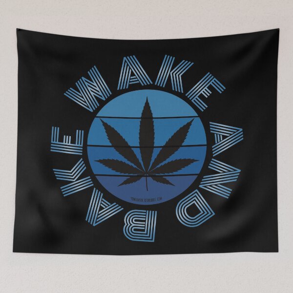 Item preview, Retro Vintage Sunset Blue Pot leaf-wake and bake designed and sold by YomeHayin.