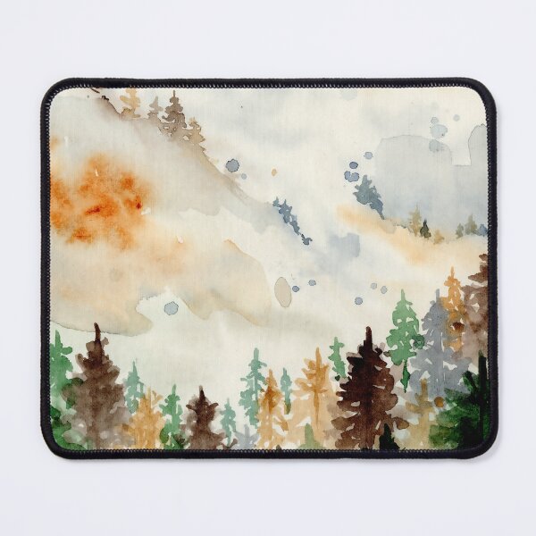 Item preview, Mountain Pine Forest Valley, Watercolor Landscape Painting designed and sold by DaisyPaints.