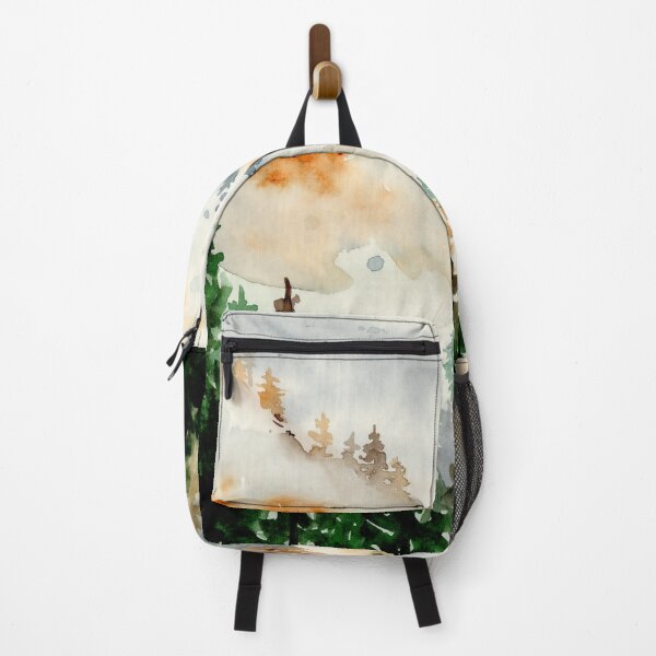 Item preview, Mountain Pine Forest Valley, Watercolor Landscape Painting designed and sold by DaisyPaints.