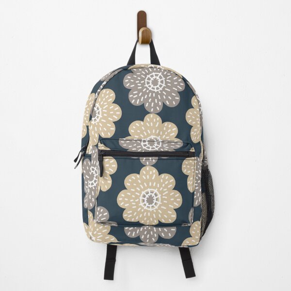 Item preview, Poppy grid beige sand mauve black and white floral pattern designed and sold by Lubo Lubenov.