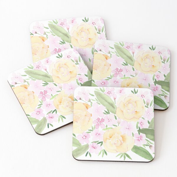 Item preview, Roses and peach blossoms, floral watercolor painting designed and sold by SharonRoseR.