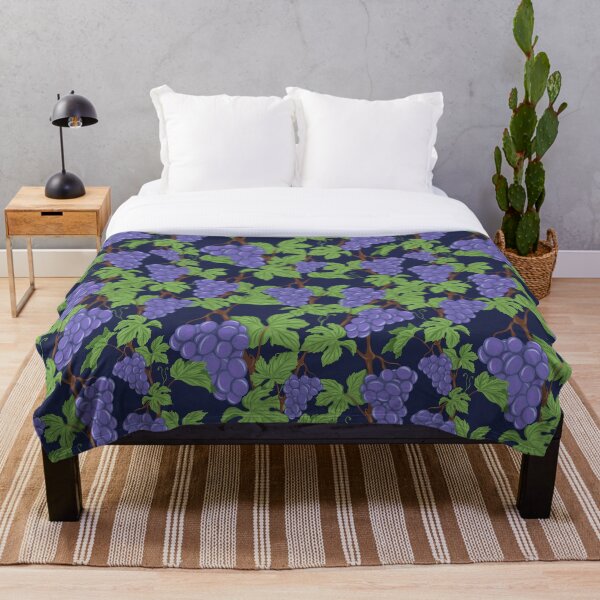 Item preview, Vine grape Seamless pattern on dark blue background. designed and sold by Deviarty.