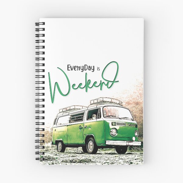 Item preview, Green van with the phrase everyday is weekend designed and sold by Anena Studio.