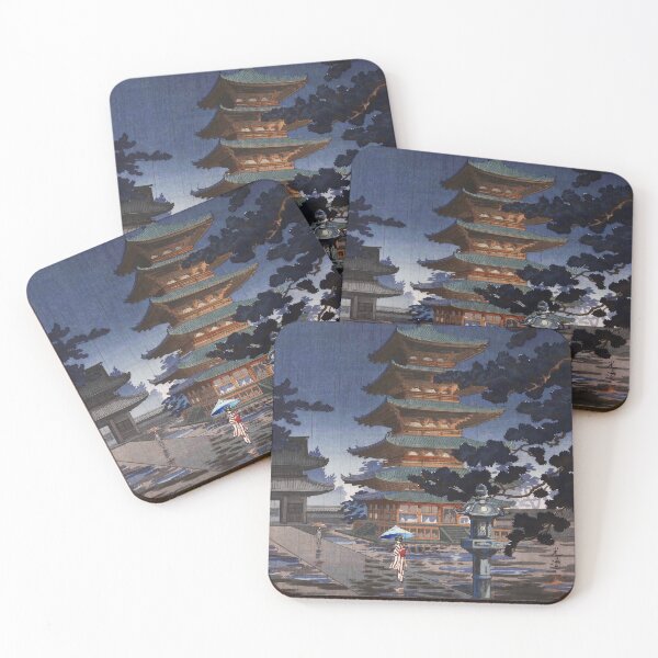 Item preview, Japanese Art - Rain at Horyuji temple in Nara by Koitsu Tsuchiya designed and sold by Ukiyo-Studio.