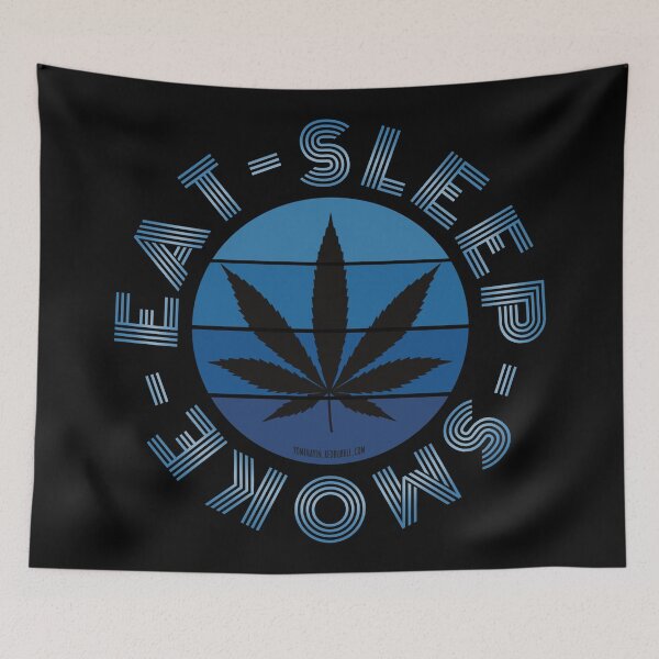 Item preview, Retro Vintage Sunset Blue Pot leaf-eat sleep smoke repeat  designed and sold by YomeHayin.