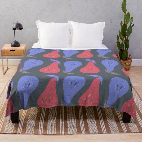 Item preview, pear pattern. Hand draw seamless illustration blue and coral colour on grey background.  designed and sold by Deviarty.