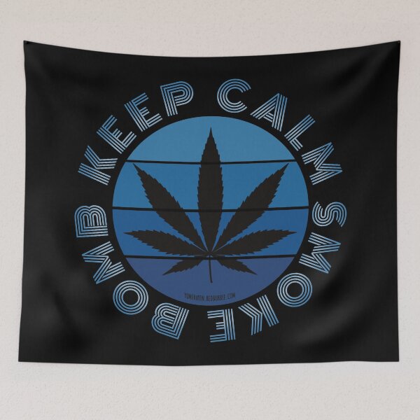 Item preview, Retro Vintage Sunset Blue Pot leaf-keep calm smoke bomb designed and sold by YomeHayin.