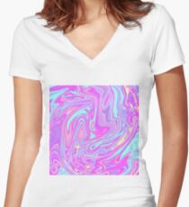 Flüssiger Regenbogen Shirt mit V-Ausschnitt
