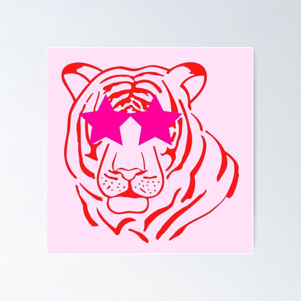 Item preview, Preppy star eyed pink tiger designed and sold by SUUSCK ★.