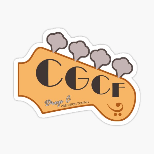 "CGCF Drop C Tuning Bass Guitar Headstock" Sticker for Sale by
