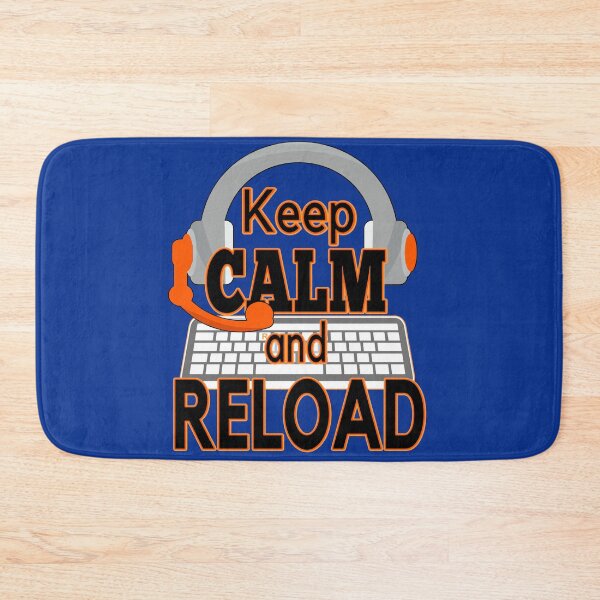 Item preview, Keep calm and reload with headphones and keyboard. Funny, gaming meme design designed and sold by AEROSPACE-IND.