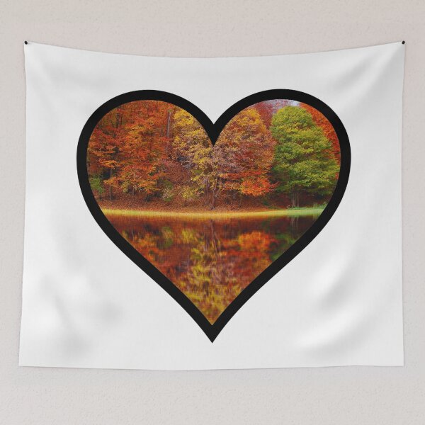 Item preview, Fall Trees Over the Lake Heart designed and sold by BuzzySpaceBee.