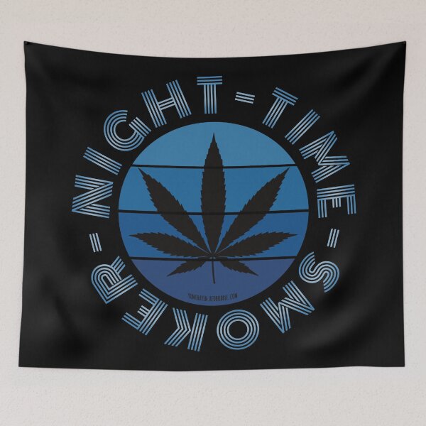 Item preview, Retro Vintage Sunset Blue Pot leaf-night time smoker designed and sold by YomeHayin.