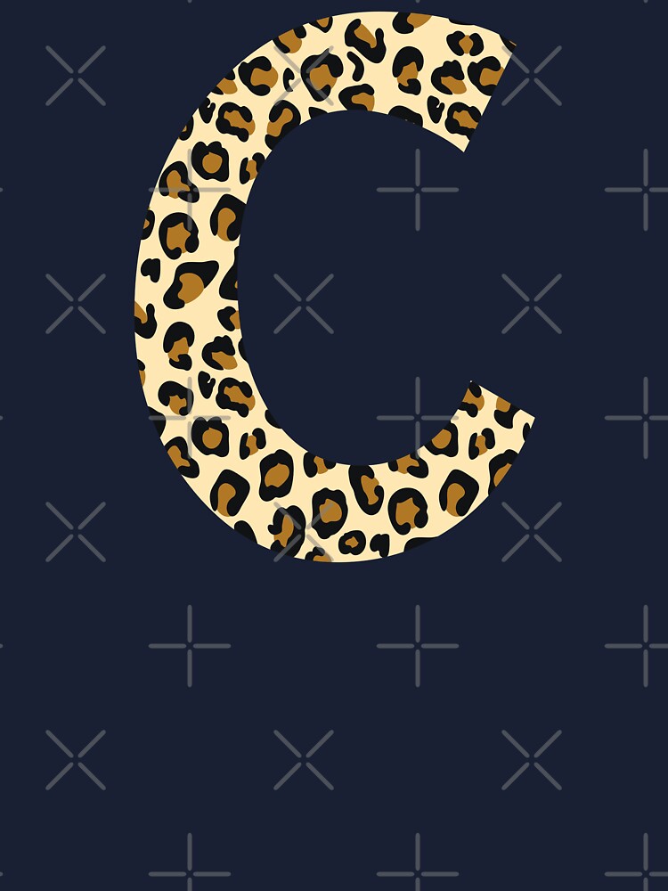 monogram name initial capital letter C English alphabet cool cheetah cat animal fur print pattern skin cute design on black background monogram name initial capital letter C English alphabet cool cheetah cat animal fur print pattern skin cute design on black background