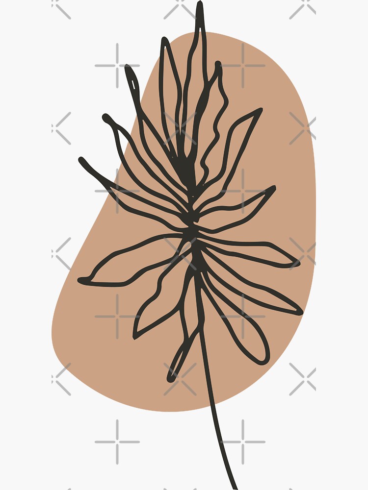 " Modern Minimalist Simple Abstract Pastel Pink Flower Art " Sticker